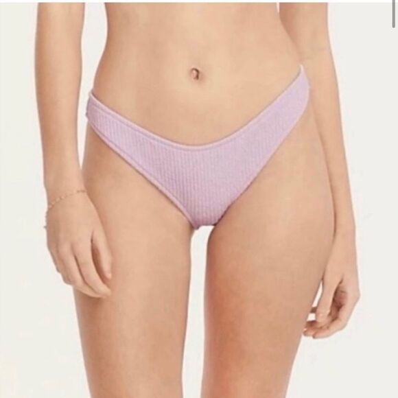 NWT J.Crew Textured curved-waist cheeky bikini bottom in green size Medium - Picture 7 of 10